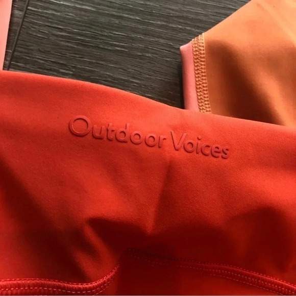 Outdoor Voices SuperForm 7/8 Leggings Orange Color Block Womens Size XS - Picture 11 of 12